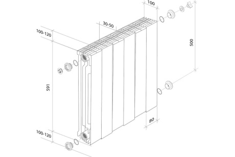 Купить Радиатор BiLiner 500 /Noir Sable - 8 секц.  ROYAL THERMO фото №14