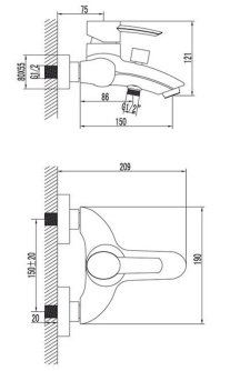 Купить Смеситель для ванны Lemark ATLANTISS с ручным душем  LM3202C фото №2