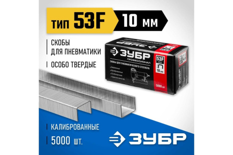 Купить Скобы ЗУБР 10мм для степлера плоские тип 53F 5000шт 31950-10 фото №2